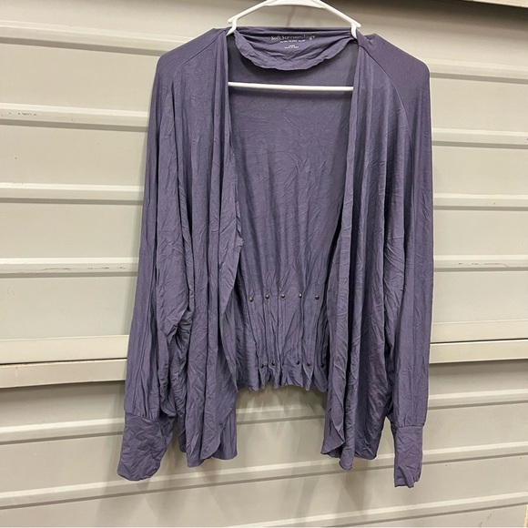 Soft Surrounding Purple Draped Open Front Stud Cardigan LARGE - Picture 1 of 6